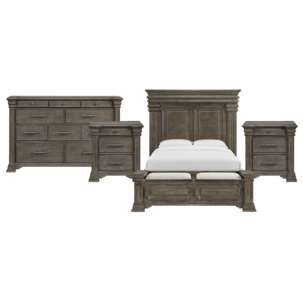 Picket House Furnishings - Paterson Queen Storage 4PC Bedroom Set in Grey - B.10315.QSB.NSDR view 1