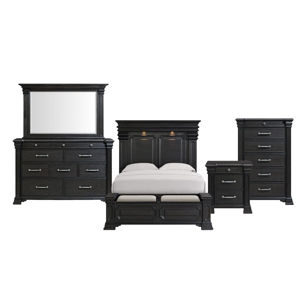 Picket House Furnishings -  Paterson Queen Storage 5PC Bedroom Set in Black - B.10318.QSB.5PC view 1