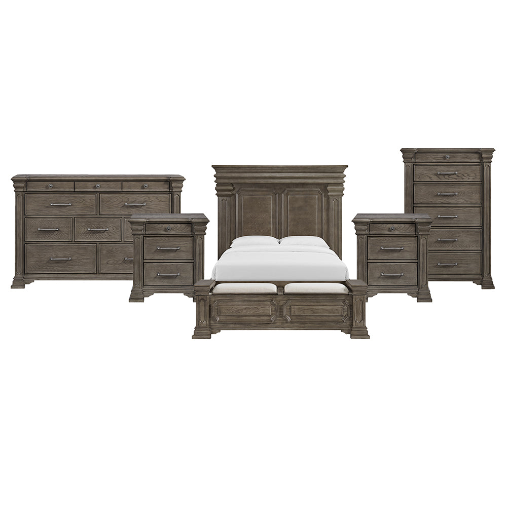 Picket House Furnishings - Paterson Queen Storage 5PC Bedroom Set in Grey - B.10315.QSB.NSDRC view 1