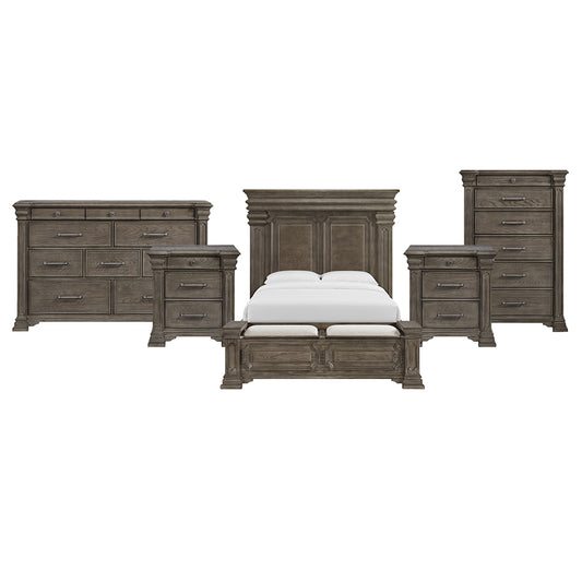 Picket House Furnishings - Paterson Queen Storage 5PC Bedroom Set in Grey - B.10315.QSB.NSDRC view 1