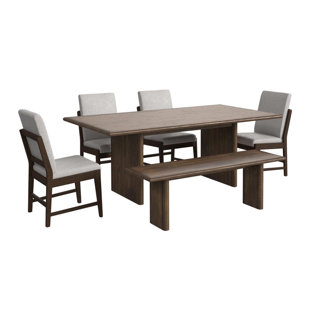 Picket House Furnishings -  Perth 6PC Standard Height Dining Set in Brown-Table, Four Fabric Chairs & Bench - D-16760-5-DTSC2-6PC view 1
