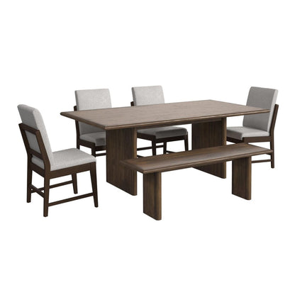 Picket House Furnishings -  Perth 6PC Standard Height Dining Set in Brown-Table, Four Fabric Chairs & Bench - D-16760-5-DTSC2-6PC view 1