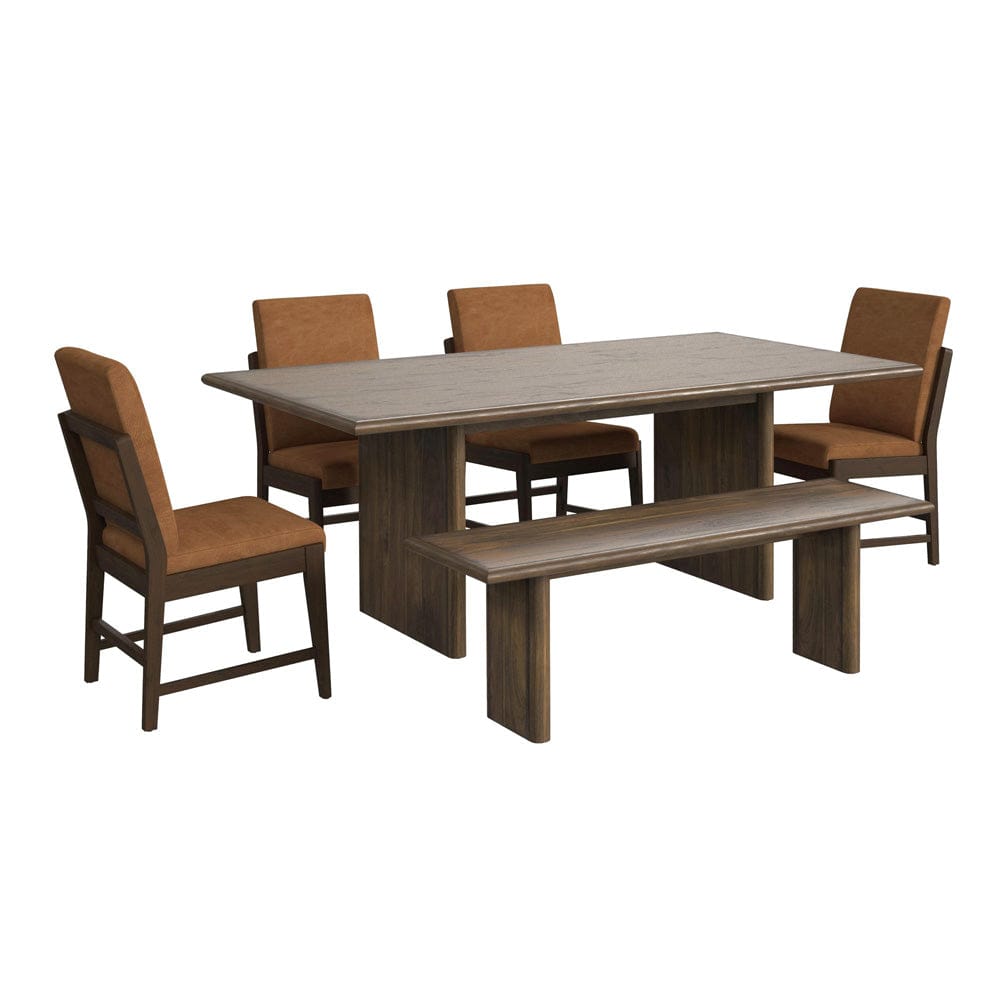 Picket House Furnishings -  Perth 6PC Standard Height Dining Set in Brown-Table, Four PU Chairs & Bench - D-16760-5-DT-6PC view 1