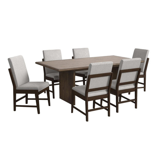 Picket House Furnishings -  Perth 7PC Standard Height Dining Set in Brown-Table and Six Fabric Chairs - D-16760-5-DTSC2-7PC view 1