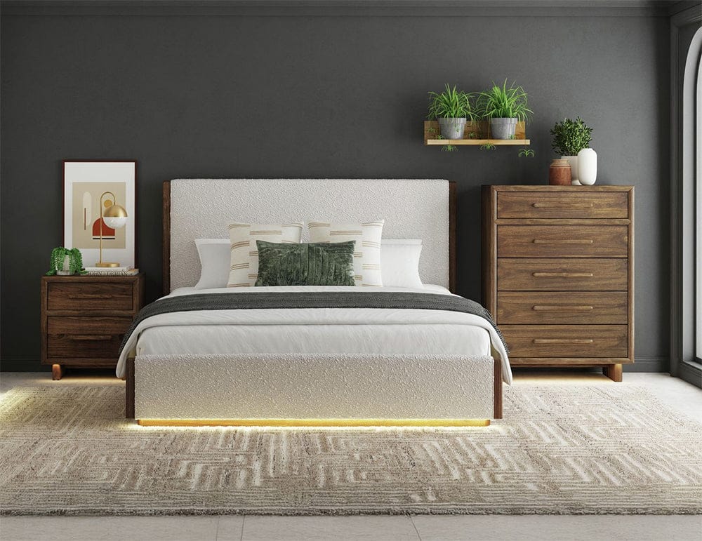 Picket House Furnishings -  Perth King UPH 3PC Bedroom Set with Boucle Beige and LED in Brown - B-16760-5-KUB-3PC view 6