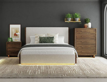 Picket House Furnishings -  Perth King UPH 3PC Bedroom Set with Boucle Beige and LED in Brown - B-16760-5-KUB-3PC view 6