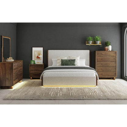 Picket House Furnishings -  Perth Queen UPH 5PC Bedroom Set with Boucle Beige and LED in Brown - B-16760-5-QUB-5PC view 7