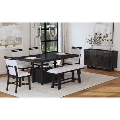 Picket House Furnishings - Pinnacle Counter Bench with Light Grey Fabric in Charcoal - D-12980-3-CBN view 2