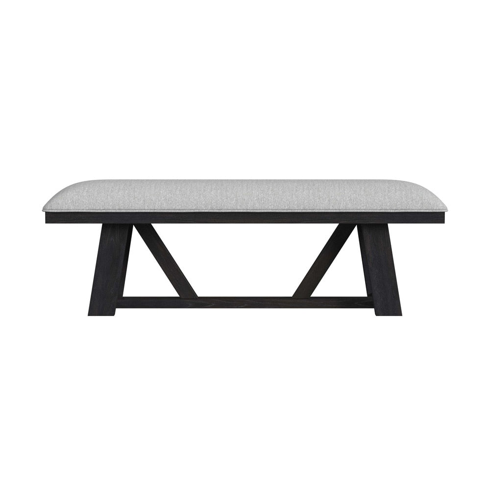 Picket House Furnishings - Pinnacle Dining Bench with Light Grey Fabric in Charcoal - D-12980-3-BN veiw 2
