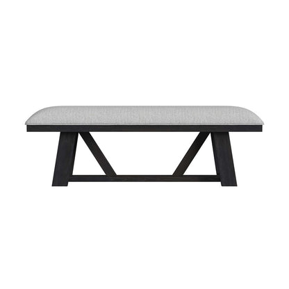 Picket House Furnishings - Pinnacle Dining Bench with Light Grey Fabric in Charcoal - D-12980-3-BN veiw 2