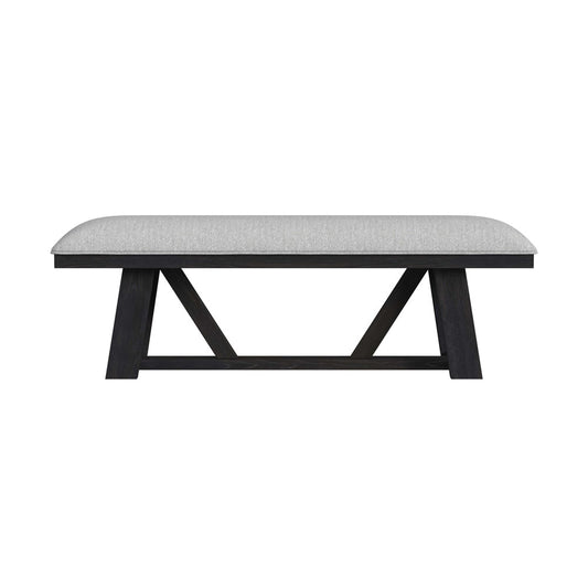 Picket House Furnishings - Pinnacle Dining Bench with Light Grey Fabric in Charcoal - D-12980-3-BN veiw 2