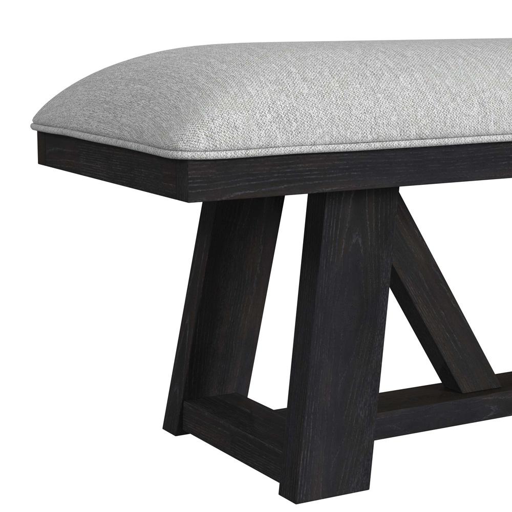 Picket House Furnishings - Pinnacle Dining Bench with Light Grey Fabric in Charcoal - D-12980-3-BN veiw 3