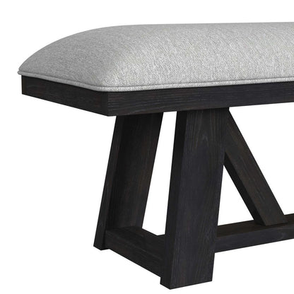 Picket House Furnishings - Pinnacle Dining Bench with Light Grey Fabric in Charcoal - D-12980-3-BN veiw 3