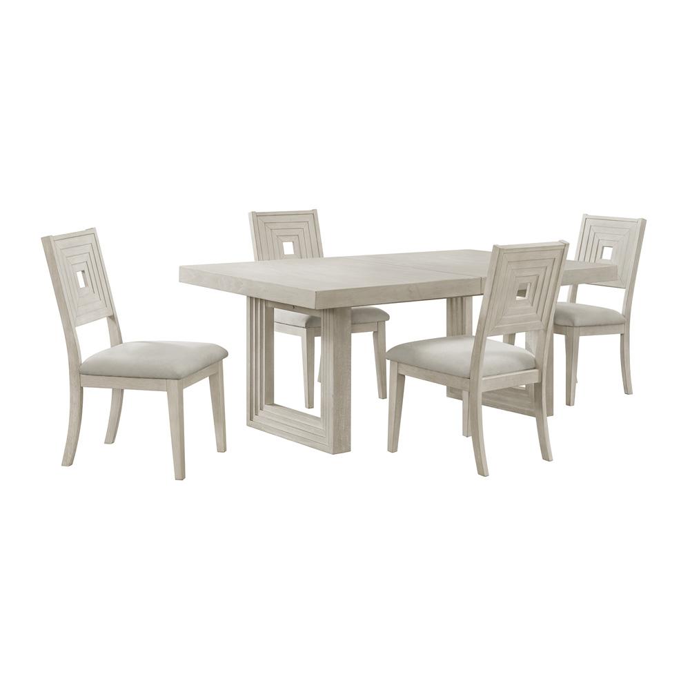 Picket House Furnishings -  Rhiannon 5PC Standard Height Dining Set in Antique White-Table and Four Chairs - D-11600-7-DT-5PC veiw 1