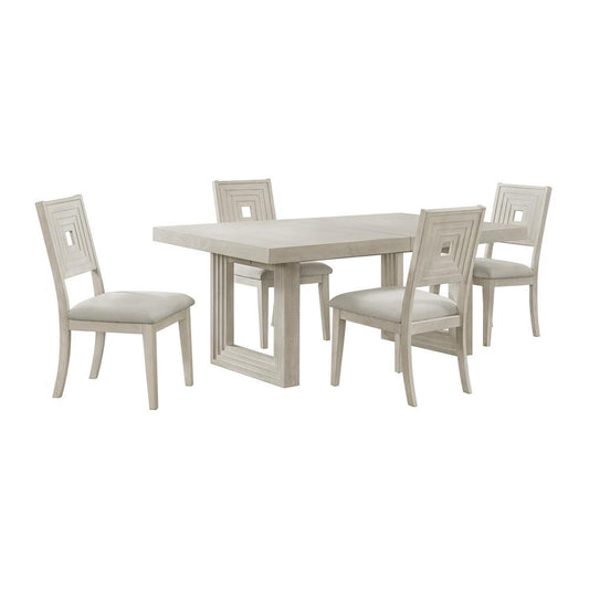 Picket House Furnishings -  Rhiannon 5PC Standard Height Dining Set in Antique White-Table and Four Chairs - D-11600-7-DT-5PC veiw 1