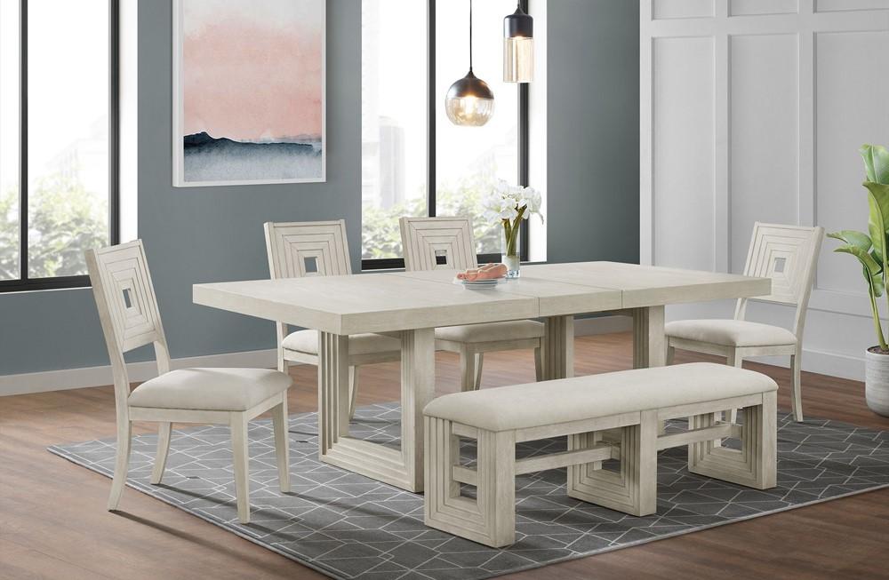 Picket House Furnishings -  Rhiannon 6PC Standard Height Dining Set in Antique White-Table, Four Chairs & Bench - D-11600-7-DT-6PC veiw 5