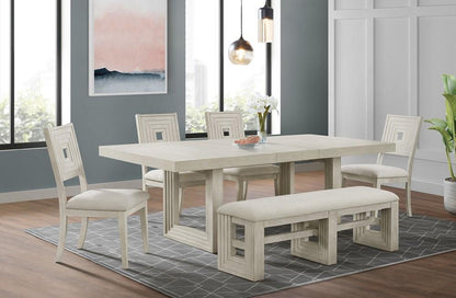 Picket House Furnishings -  Rhiannon 6PC Standard Height Dining Set in Antique White-Table, Four Chairs & Bench - D-11600-7-DT-6PC veiw 5