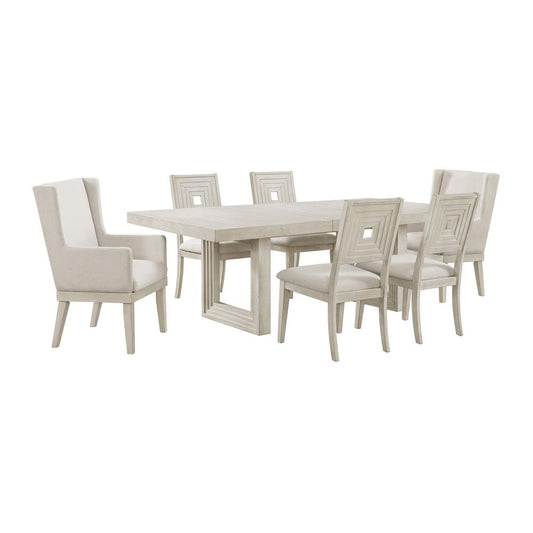 Picket House Furnishings -  Rhiannon 7PC Standard Height Dining Set in Antique White-Table, Four Chairs and Two Arm Chairs - D-11600-7-DTAC-7PC veiw 1