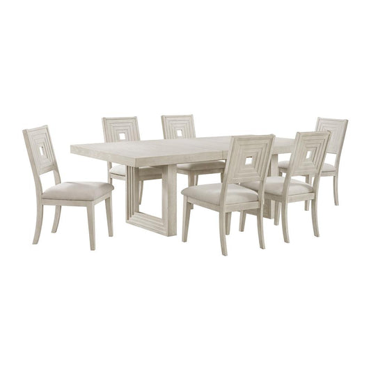 Picket House Furnishings -  Rhiannon 7PC Standard Height Dining Set in Antique White-Table and Six Chairs - D-11600-7-DT-7PC veiw 1