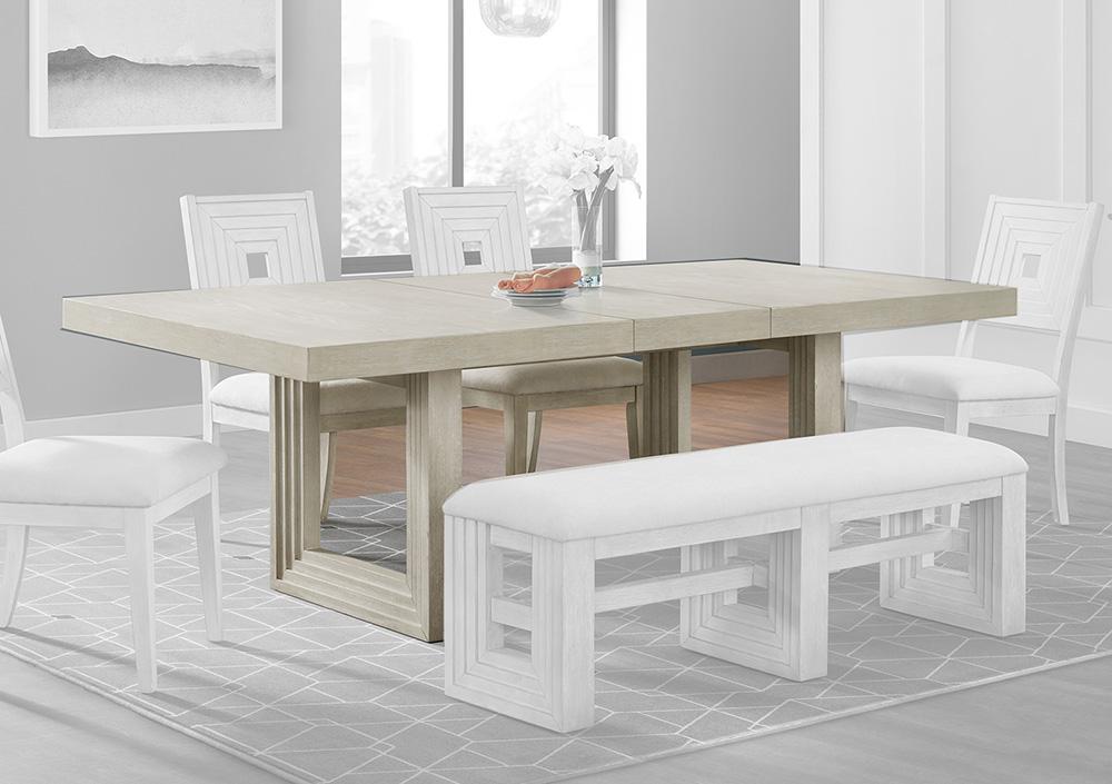 Picket House Furnishings -  Rhiannon Rectangular Dining Table with 18in Leaf in Antique White - D-11600-7-DT veiw 4