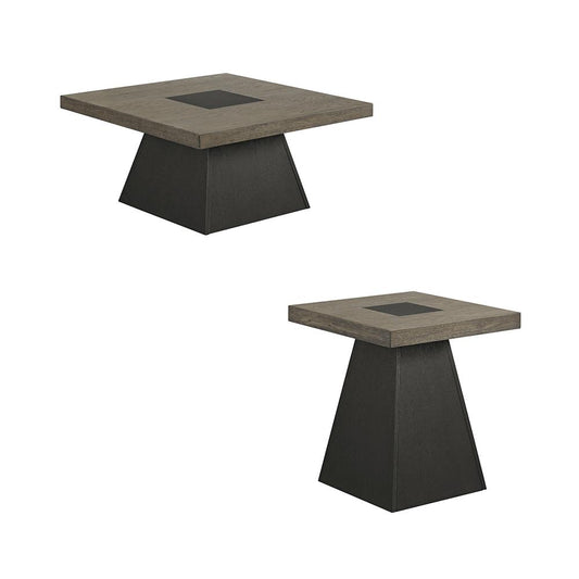 Picket House Furnishings - Rizzo 2PC Occasional Table Set in Grey and Dark Espresso-Coffee Table & End Table - T-7570-5-2PC veiw 1