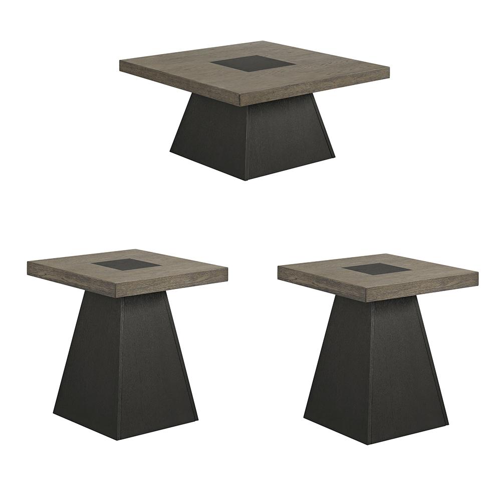 Picket House Furnishings - Rizzo 3PC Occasional Table Set in Grey and Dark Espresso-Coffee Table & Two End Table - T-7570-5-3PC veiw 1