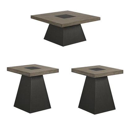 Picket House Furnishings - Rizzo 3PC Occasional Table Set in Grey and Dark Espresso-Coffee Table & Two End Table - T-7570-5-3PC veiw 1