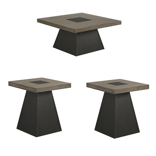 Picket House Furnishings - Rizzo 3PC Occasional Table Set in Grey and Dark Espresso-Coffee Table & Two End Table - T-7570-5-3PC veiw 1