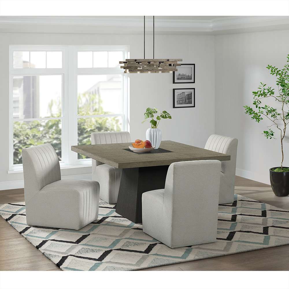 Picket House Furnishings - Rizzo 5PC Standard Height Dining Set in Grey-Square Table and Four Chairs - D-7570-5-5PC veiw 1