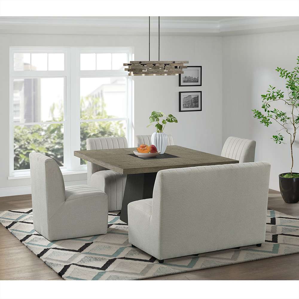 Picket House Furnishings - Rizzo 6PC Standard Height Dining Set in Grey-Square Table, Four Chairs & Bench - D-7570-5-6PC veiw 1