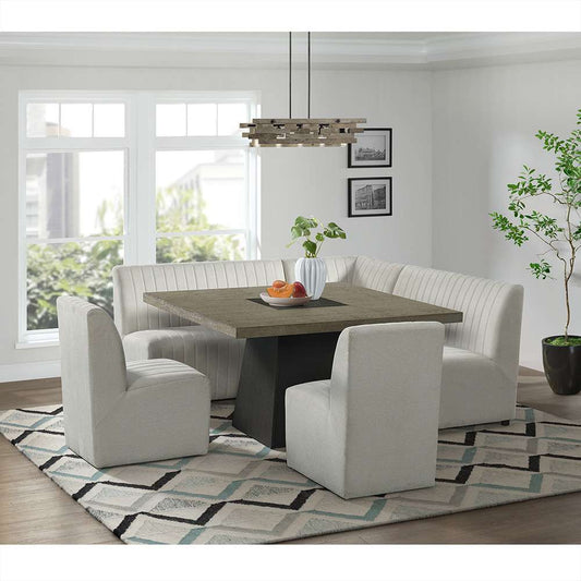 Picket House Furnishings - Rizzo 6PC Standard Height Dining Set in Grey-Square Table, Two Chairs & Complete Bench - D-7570-5-CB-6PC veiw 1