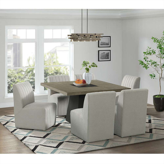 Picket House Furnishings - Rizzo 7PC Standard Height Dining Set in Grey-Square Table and Six Chairs - D-7570-5-7PC veiw 1