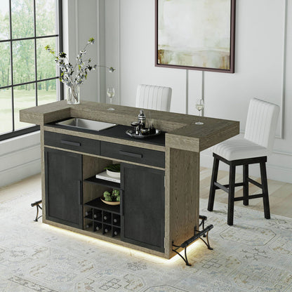 Picket House Furnishings - Rizzo Bar Table with Light in Grey and Dark Espresso - DA-7570-5-BT view 9