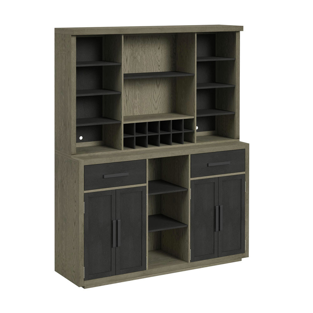 Picket House Furnishings - Rizzo Buffet and Hutch with Light in Grey and Dark Espresso - DA-7570-5-BFHT view 1