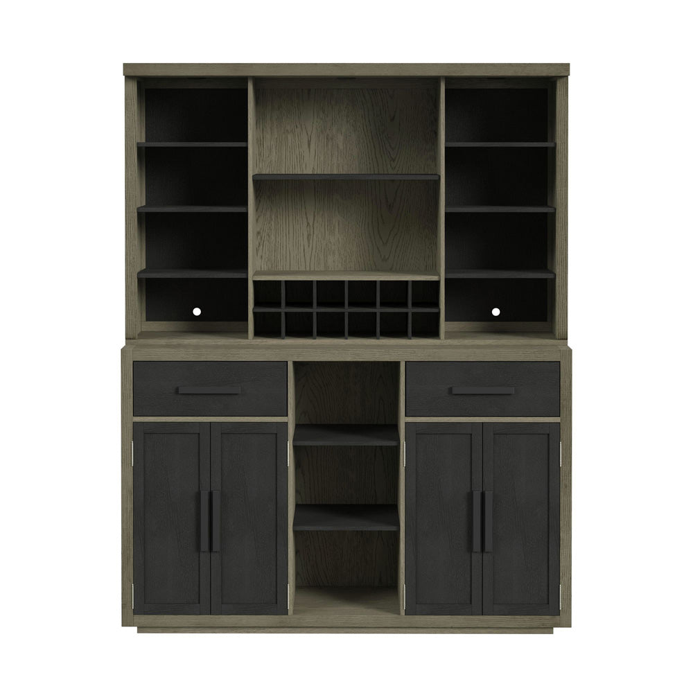 Picket House Furnishings - Rizzo Buffet and Hutch with Light in Grey and Dark Espresso - DA-7570-5-BFHT view 2