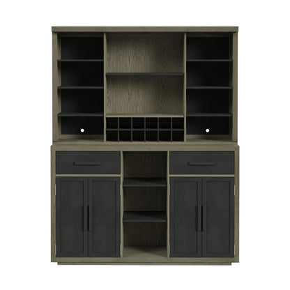 Picket House Furnishings - Rizzo Buffet and Hutch with Light in Grey and Dark Espresso - DA-7570-5-BFHT view 2