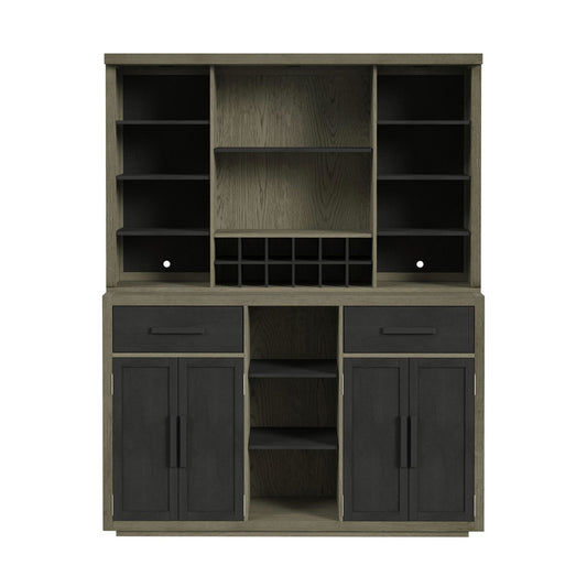 Picket House Furnishings - Rizzo Buffet and Hutch with Light in Grey and Dark Espresso - DA-7570-5-BFHT view 2