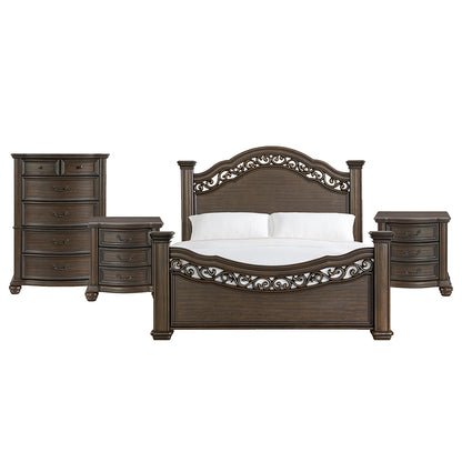 Picket House Furnishings - Rosalinda King 4PC Bedroom Set in Mahogany - B-13070-5-KB-NSCH view 1