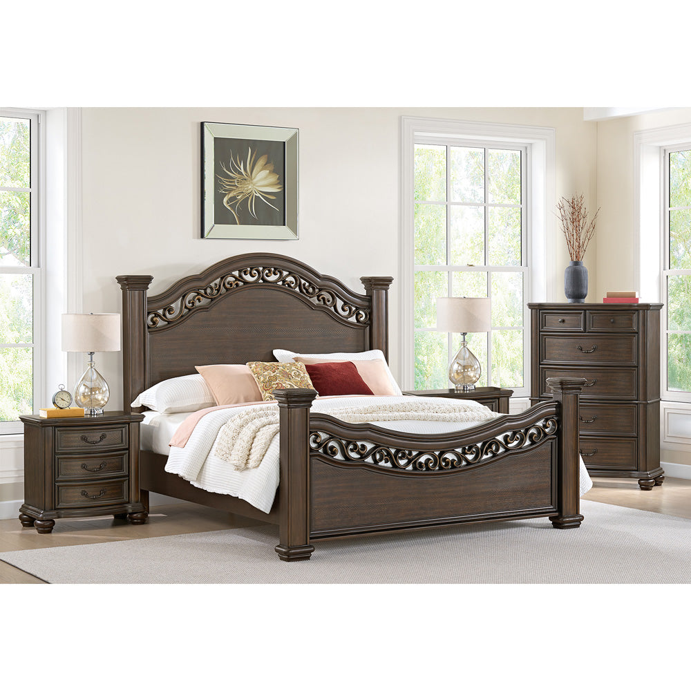 Picket House Furnishings - Rosalinda King 4PC Bedroom Set in Mahogany - B-13070-5-KB-NSCH view 3