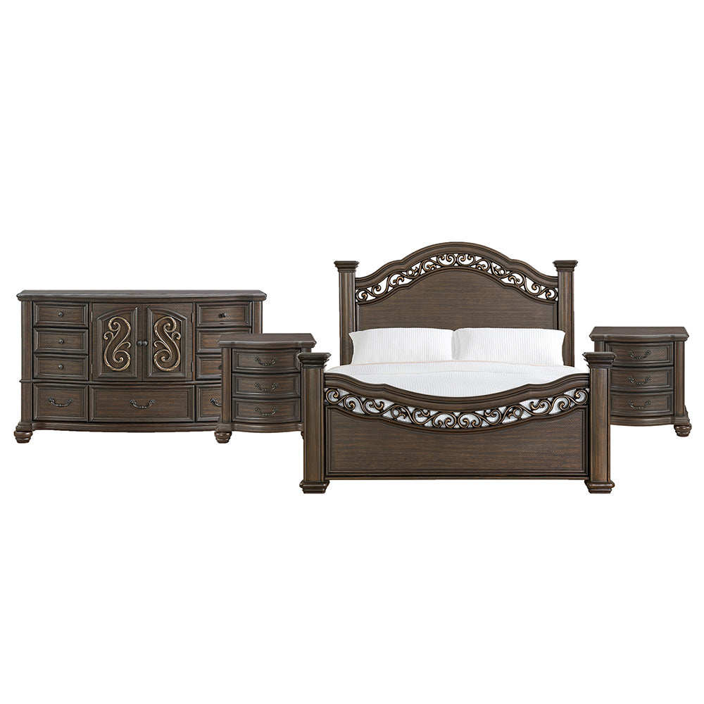Picket House Furnishings - Rosalinda King 4PC Bedroom Set in Mahogany - B-13070-5-KB-NSDR view 1