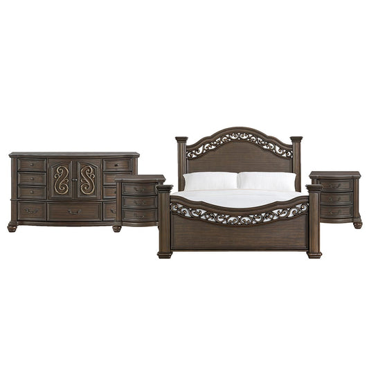 Picket House Furnishings - Rosalinda King 4PC Bedroom Set in Mahogany - B-13070-5-KB-NSDR view 1