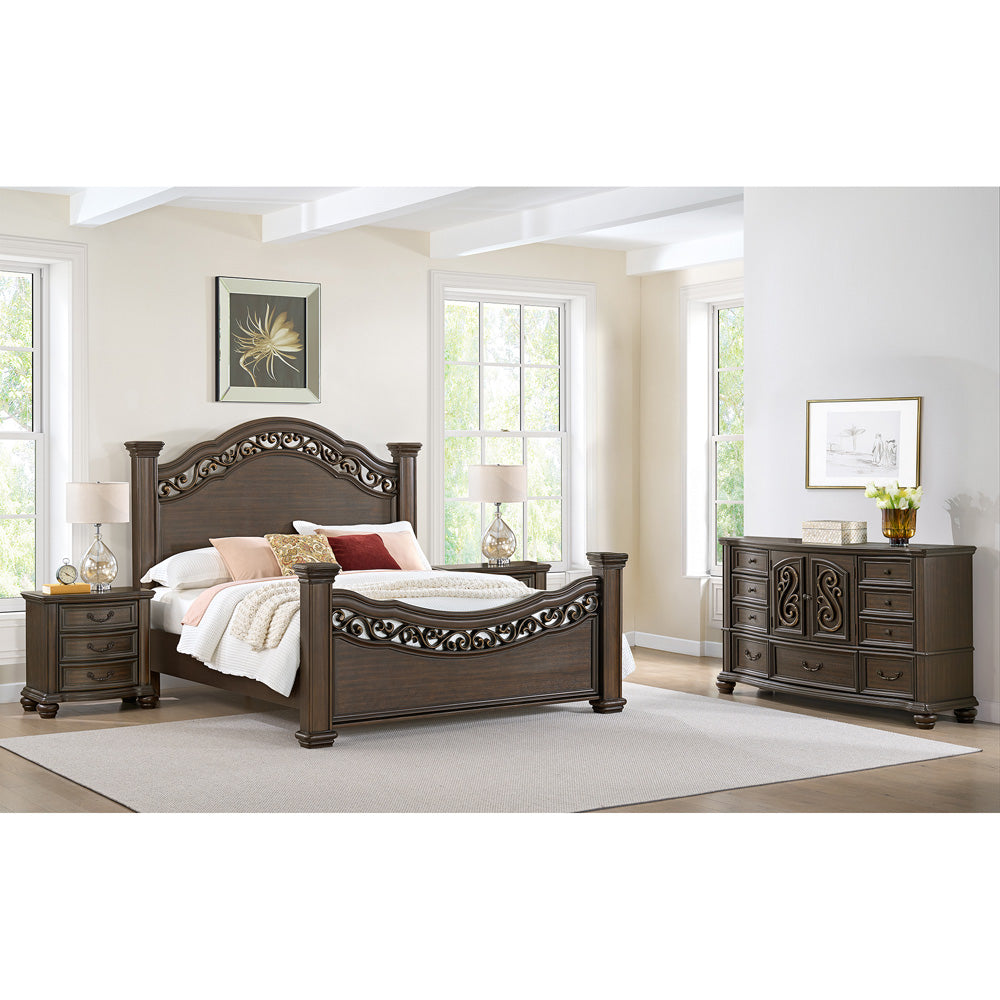 Picket House Furnishings - Rosalinda Queen 4PC Bedroom Set in Mahogany - B-13070-5-QB-NSDR view 3
