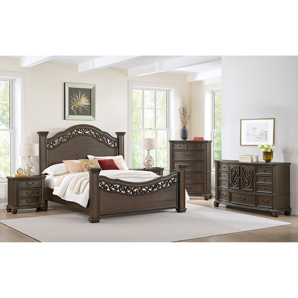 Picket House Furnishings - Rosalinda Queen 5PC Bedroom Set in Mahogany - B-13070-5-QB-NSDRC view 3