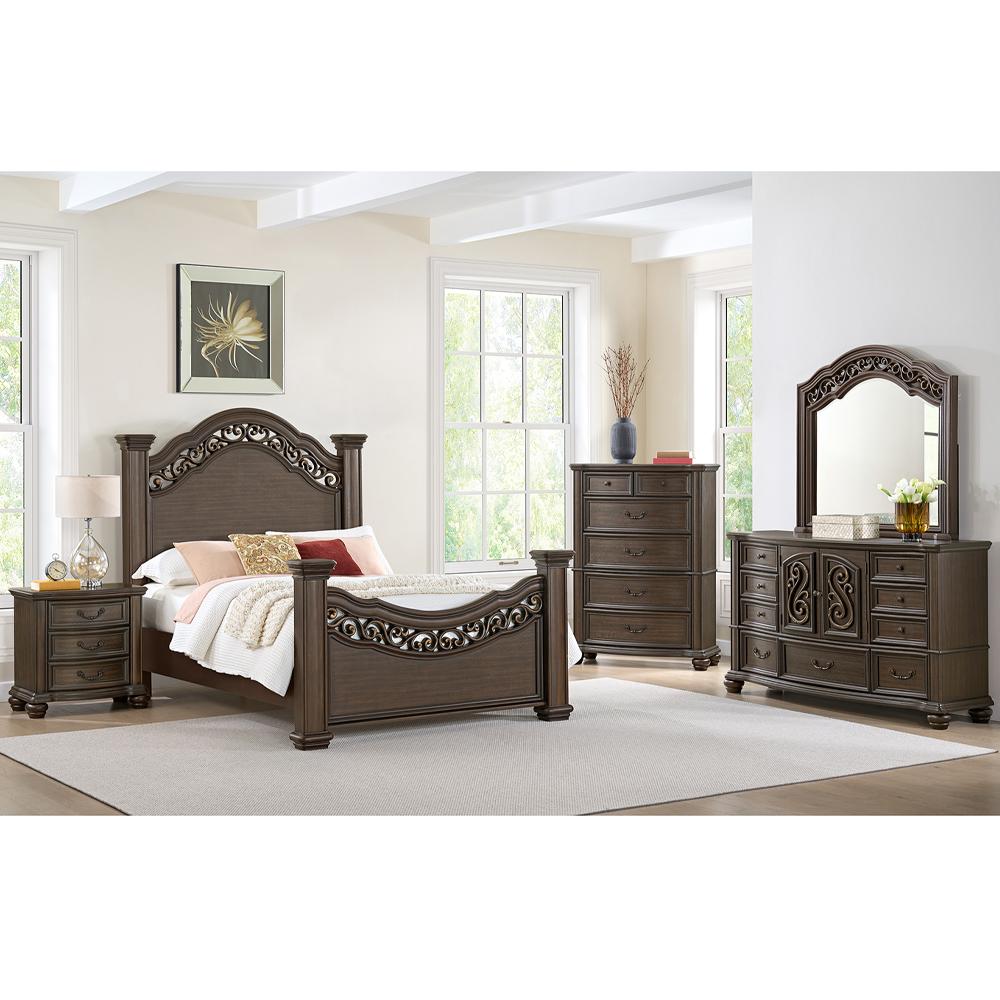 Picket House Furnishings - Rosalinda Queen Panel 5PC Bedroom Set in Mahogany - B-13070-5-QB-5PC veiw 1