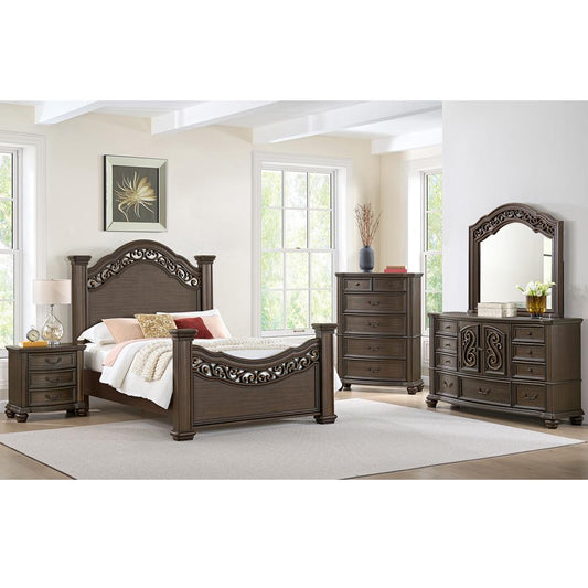 Picket House Furnishings - Rosalinda Queen Panel 5PC Bedroom Set in Mahogany - B-13070-5-QB-5PC veiw 1
