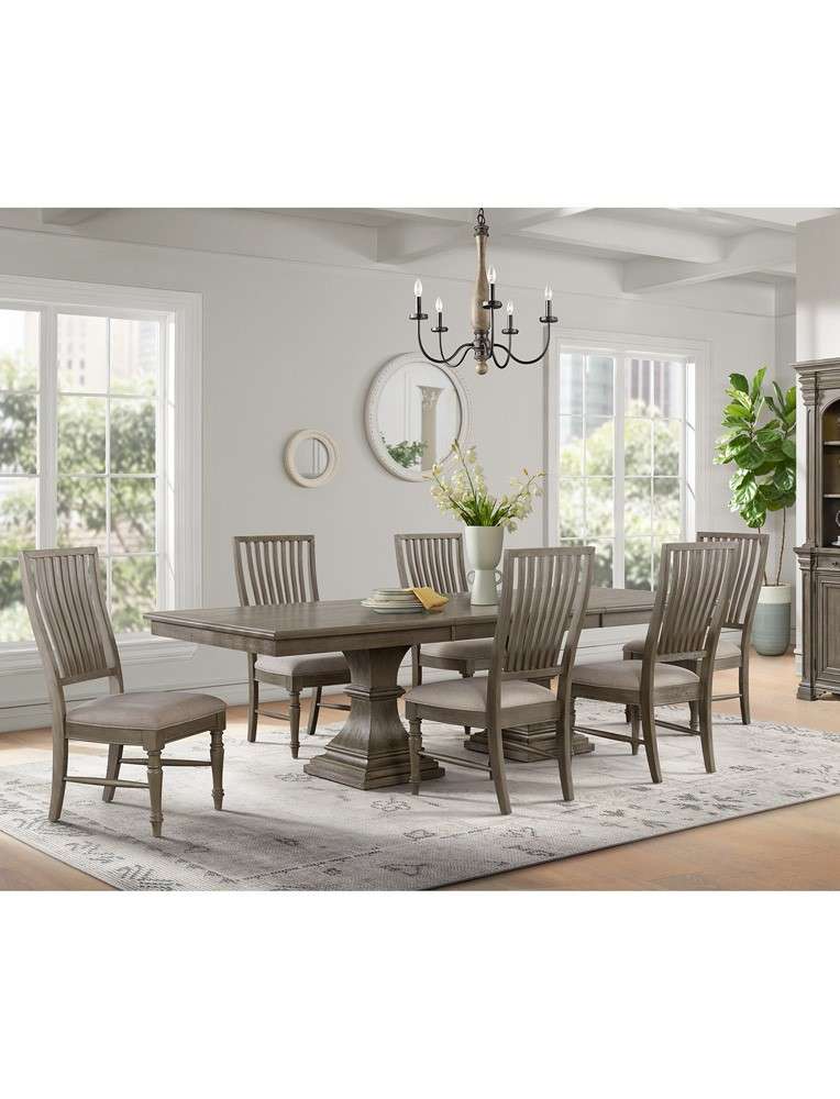 Picket House Furnishings - Royale 7PC Standard Height Dining Set in Grey-Rectangular Table and Six Chairs - D-10315-3-DT-7PC veiw 2
