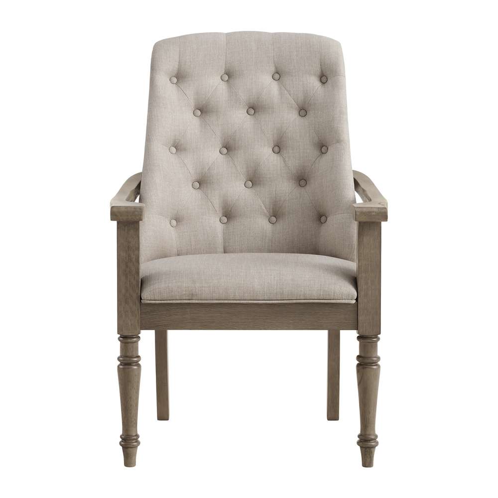 Picket House Furnishings - Royale Dining Arm Chair with Taupe Fabric in Grey - D-10315-3-AC veiw 2