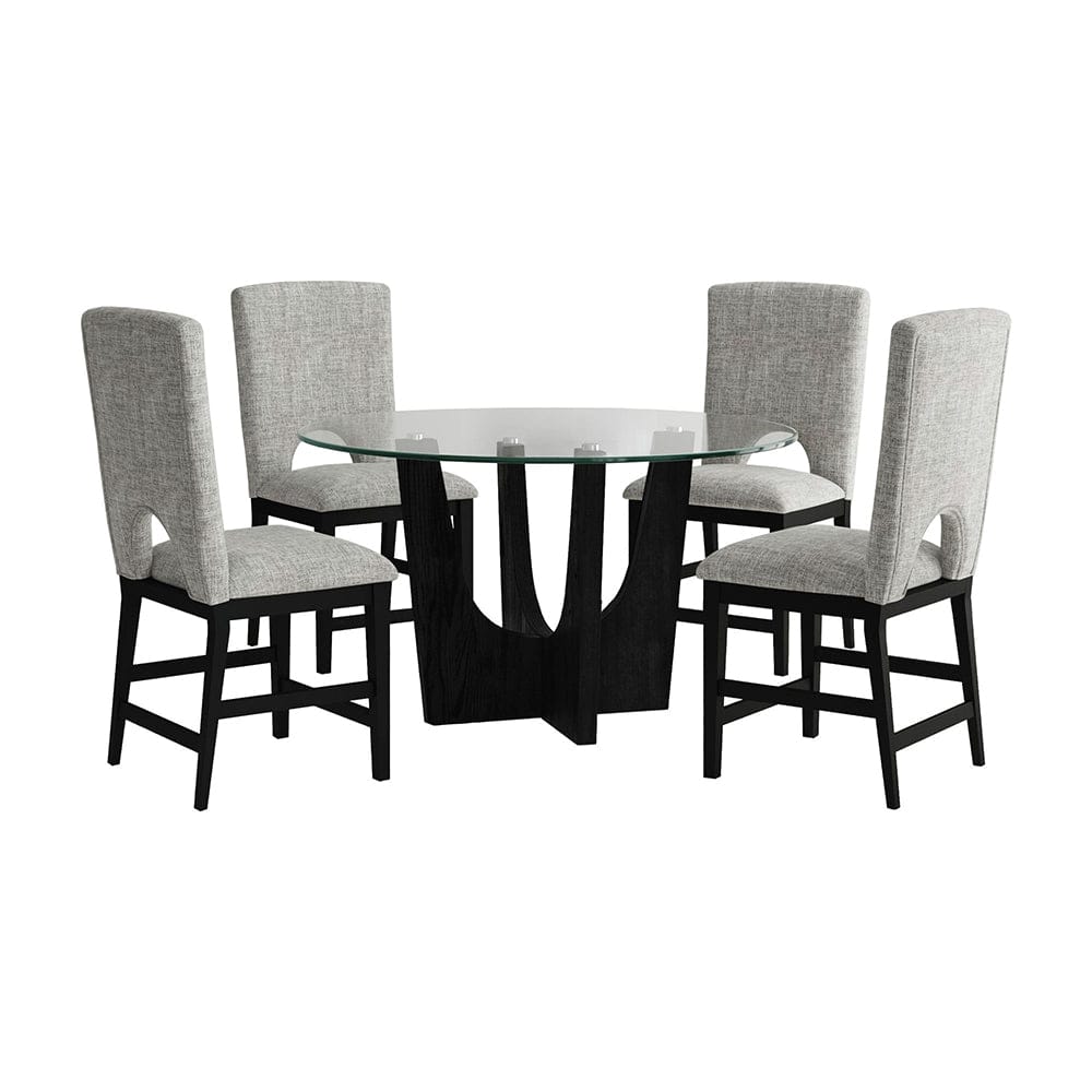 Picket House Furnishings -  Salem 5PC Counter Height Dining Set in Black-Round Counter Table with Glass Top and Four Chairs - D-17380-8-CT3-5PC view 1