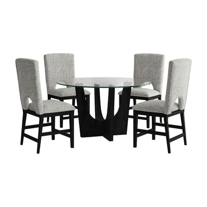 Picket House Furnishings -  Salem 5PC Counter Height Dining Set in Black-Round Counter Table with Glass Top and Four Chairs - D-17380-8-CT3-5PC view 1
