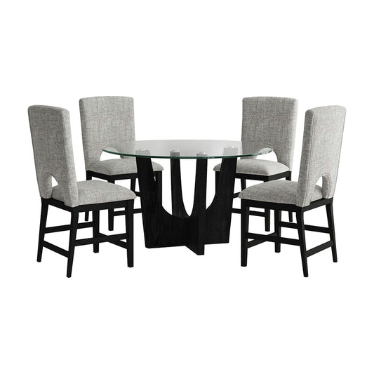 Picket House Furnishings -  Salem 5PC Counter Height Dining Set in Black-Round Counter Table with Glass Top and Four Chairs - D-17380-8-CT3-5PC view 1